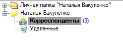 Непрочитанные корреспонденты FossLook выделяются жирным шрифтом